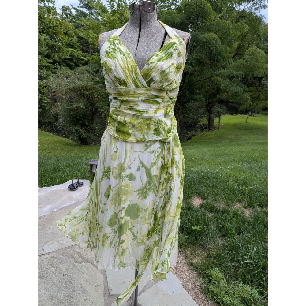 Tadashi Shoji Vtg Silk Halter Boho Babydoll Dress Fairy Wedding Guest Resort